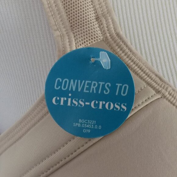 Vanity Fair Sport Bra Full Figure Wire free Size 40C Nude Converts Criss-cross - Picture 8 of 9